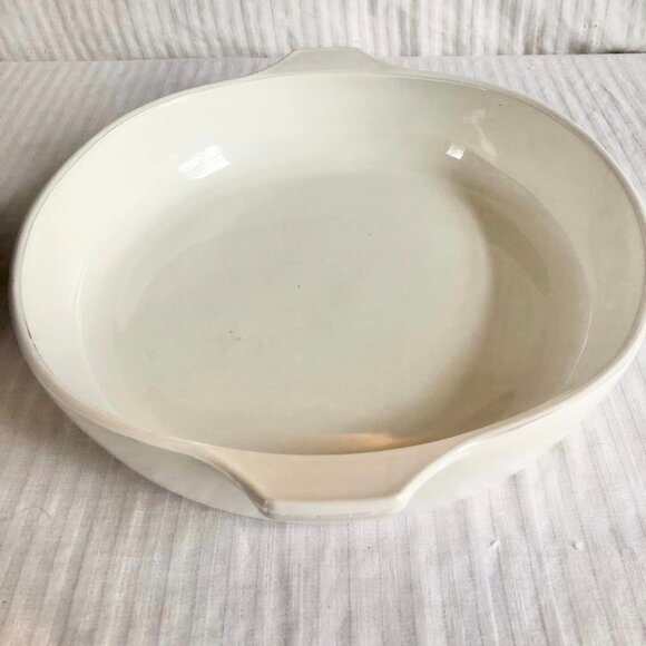 Anchor Hocking 11" White/Black Wheat Pattern Casserole Dish - Picture 2 of 7